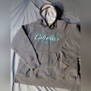 Cabela's Gray Pullover Crewneck Sweatshirt with Aqua Logo